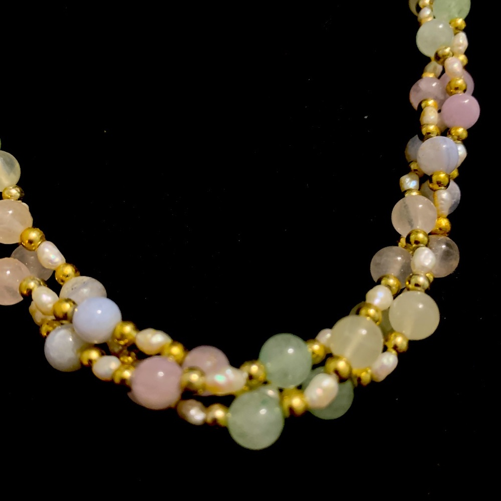 Three strand semi-precious necklace